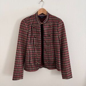 Tommy Hilfiger Open Front Plaid Blazer